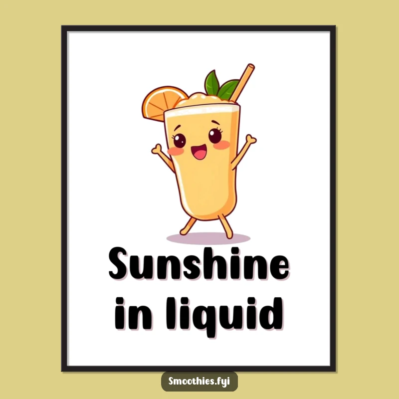 Funny Grapefruit Smoothie Shimmy Poster: Hilarious Cartoon Art for a Cheerful Space