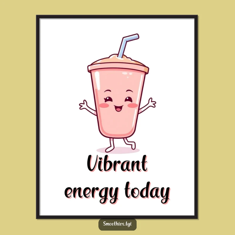 Funny Smoothie Cup Poster: Dancing Drink Art, Wall Decor, Gift Idea!