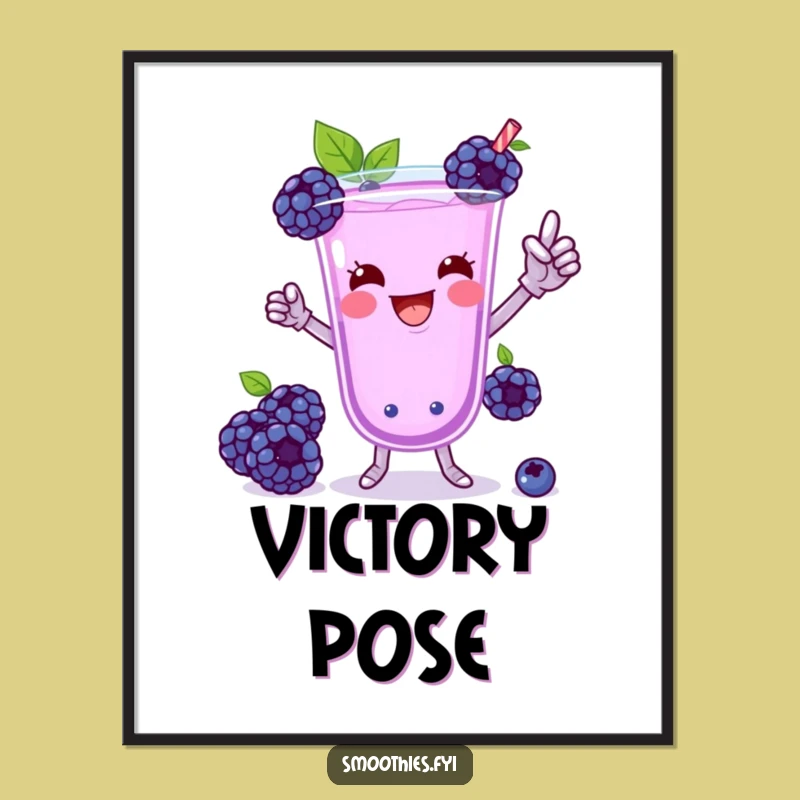 Funny Blueberry Smoothie Victory Dance Poster - Playful Dancer Wall Art Gift