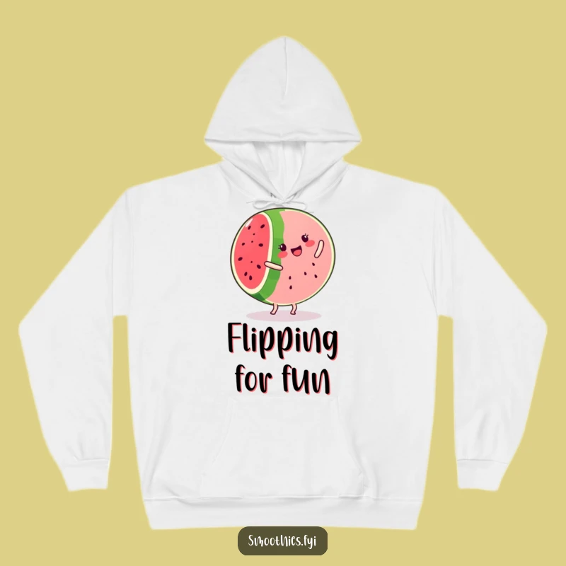 Cozy Funny Kawaii Watermelon Cartwheel Hoodie - Warm & Cheerful Fruit Gift