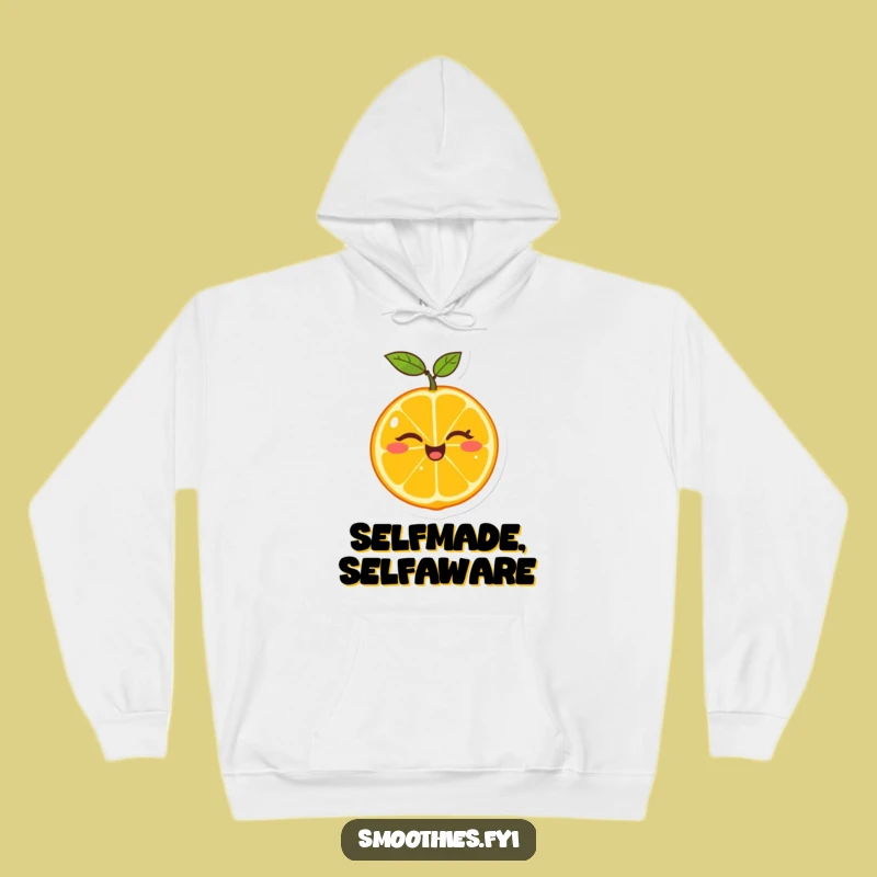 Cozy Funny Tangerine Wink Hoodie - Warmth and Citrus Smiles Guaranteed