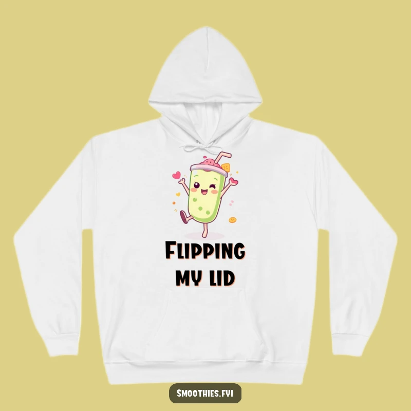 Cozy Funny Kawaii Smoothie Hoodie: Cartwheel Fun, Splash of Comfort, Witty Gift