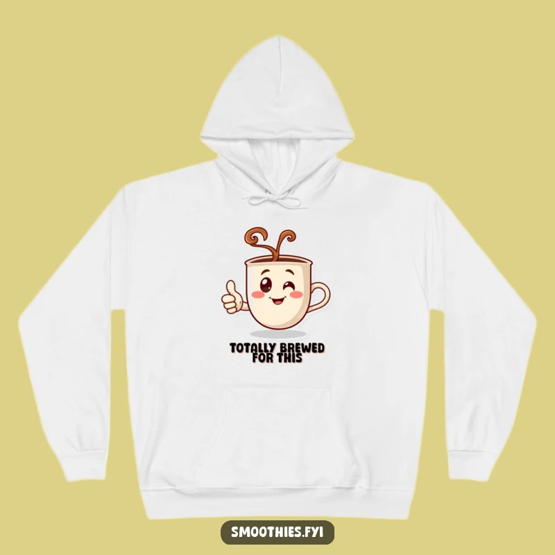 Funny Coffee Thumbs Up Hoodie - Steaming Character Sweatshirt for Comedic Comfort
