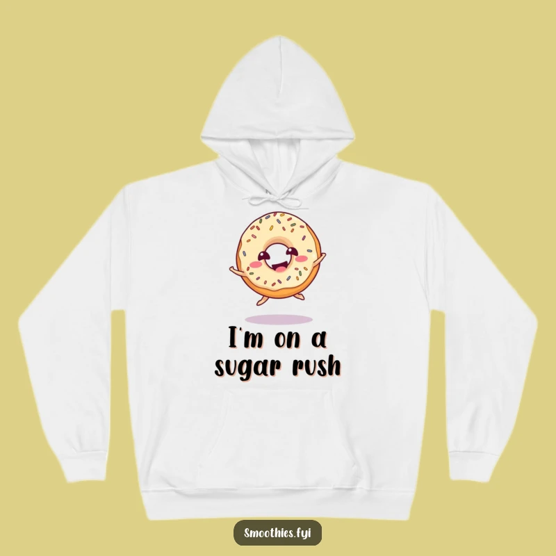 Cozy Funny Donut Jump Hoodie: Giggling Character Apparel for Warm Fun