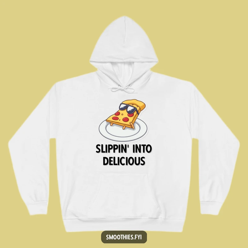 Funny Pizza Slide Hoodie: Stay Cozy and Cool with this Cheesy Character!