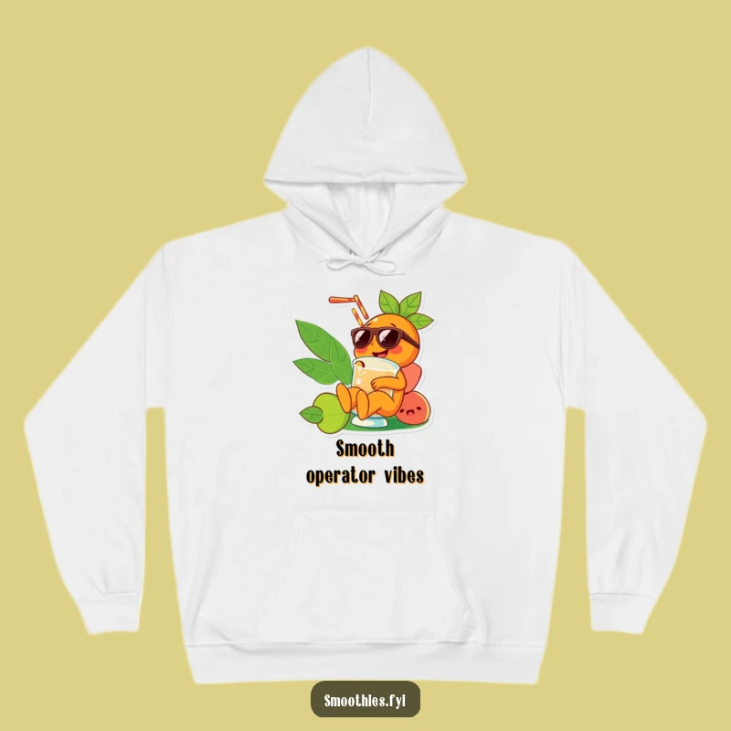 Funny Orange Character Hoodie: Cozy Sunglasses Smoothie Fan, Warm & Hilarious Gift
