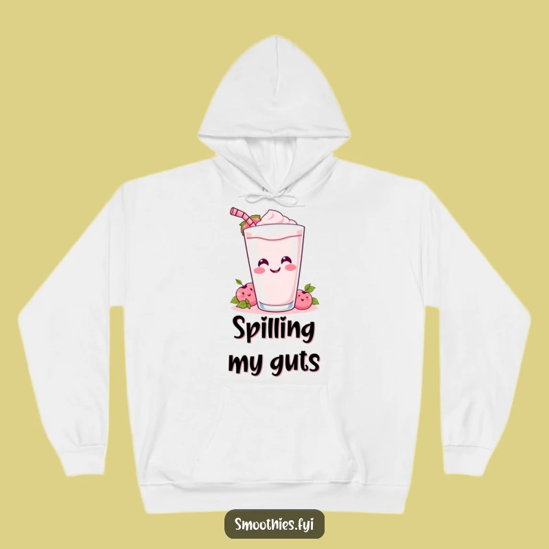 Cozy Funny Kawaii Smoothie Tipping Over Hoodie - Comfy Smoothie Lover Funny Gift
