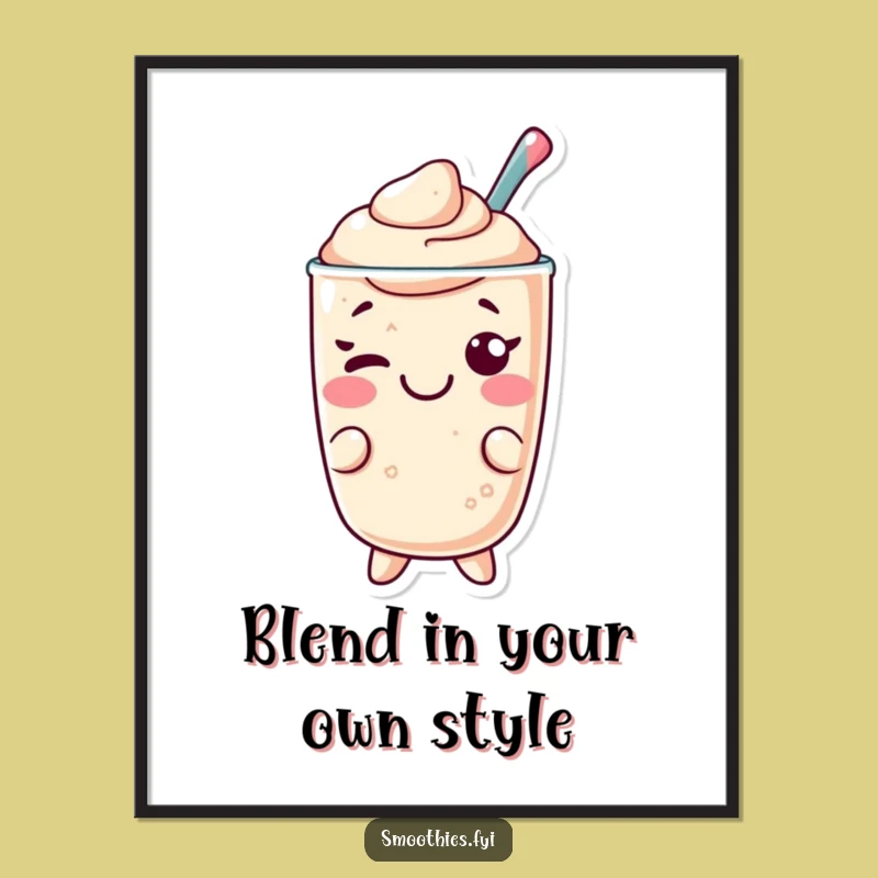 Free Printable Kawaii Smoothie Art: Funny Downloadable Decor with a Wink