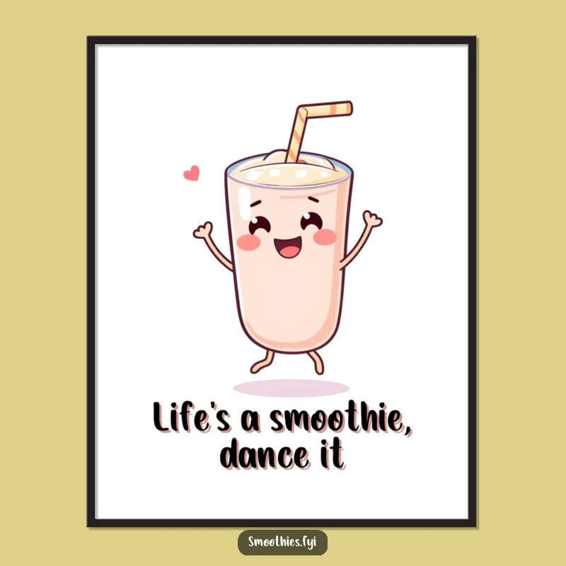 Free Printable Dancing Kawaii Smoothie Wall Art - Funny Downloadable Decor