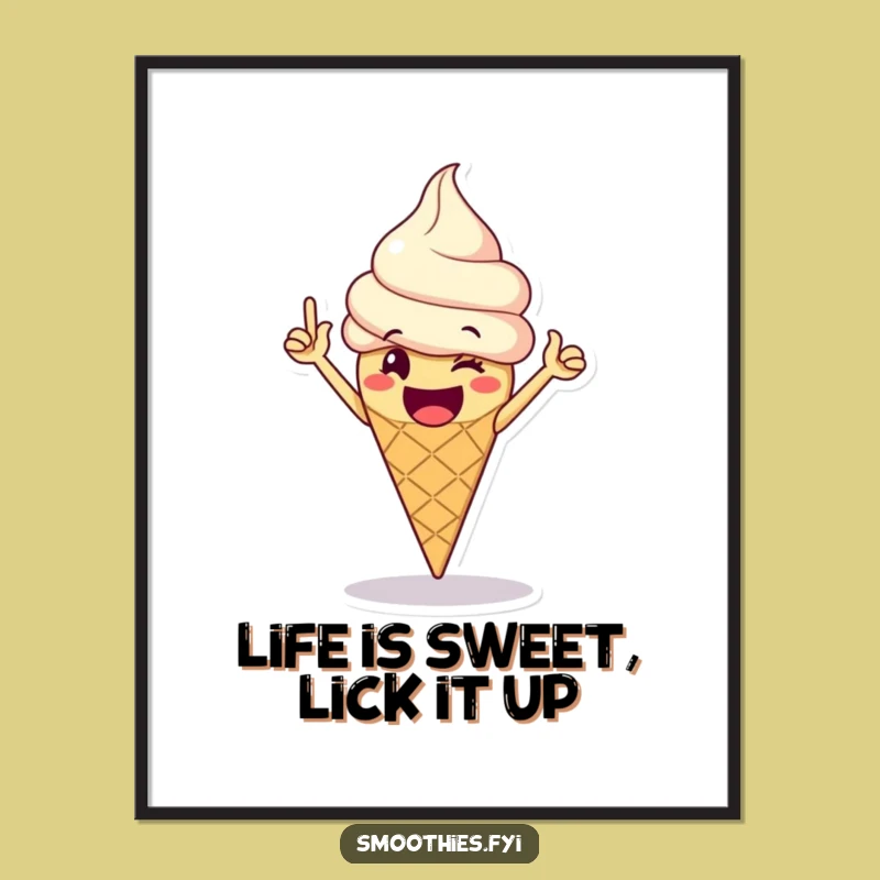 Free Printable Funny Wall Art: Ice Cream Victory Dance Decor, Joyful Downloadable Art