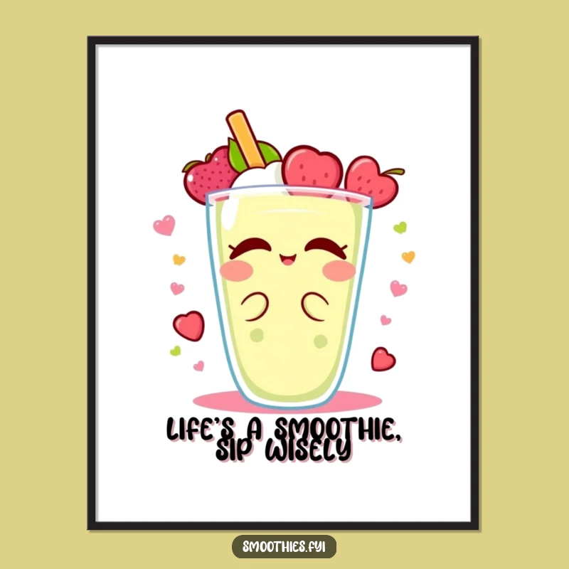 Free Printable Kawaii Smoothie Art: Funny Downloadable Decor for Your Kitchen