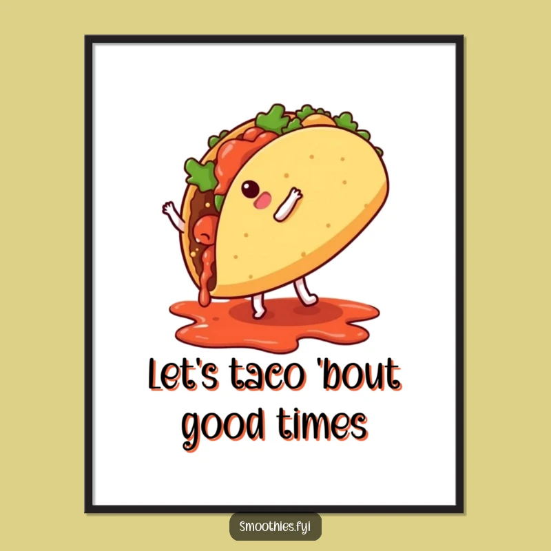 Free Printable Wall Art: Cartwheeling Taco, Hilarious Downloadable Decor Gift!