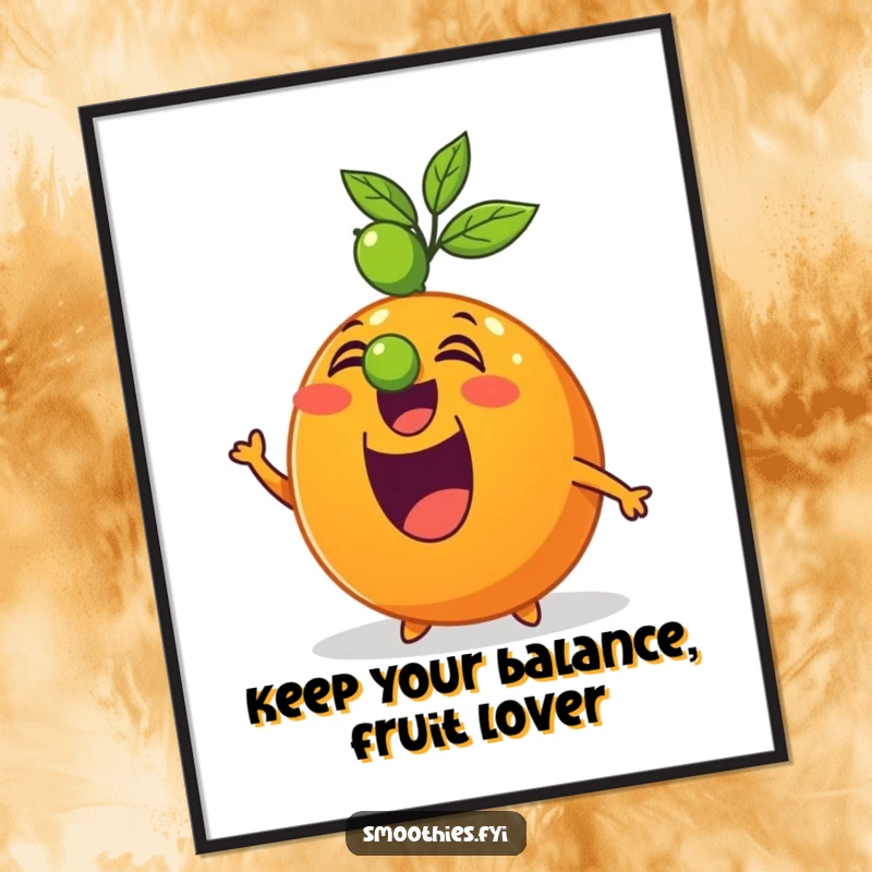 Funny Free Printable Wall Art: An excited orange performing a perfect lime balance, creating quirky, humorous decor