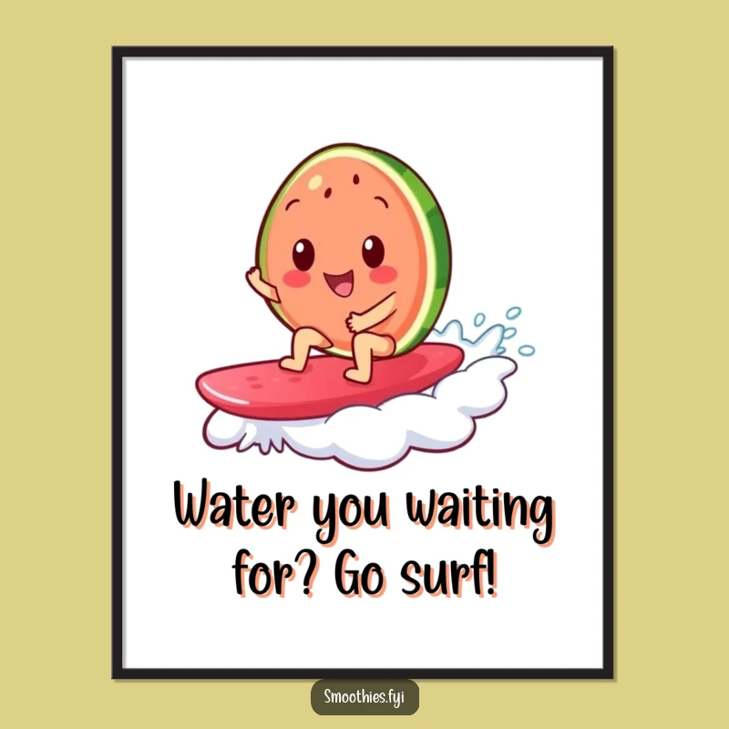 Free Printable Wall Art: Watermelon Surfer Funny Downloadable Decor for Beach Vibes