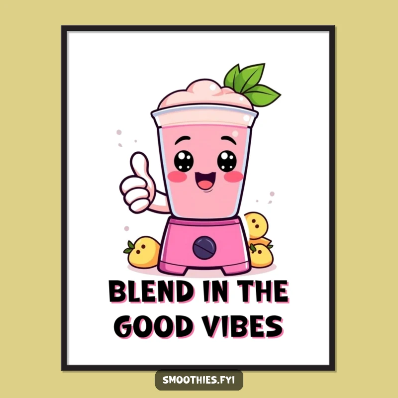 Funny Free Printable Kawaii Smoothie Art Thumbs Up Downloadable Decor