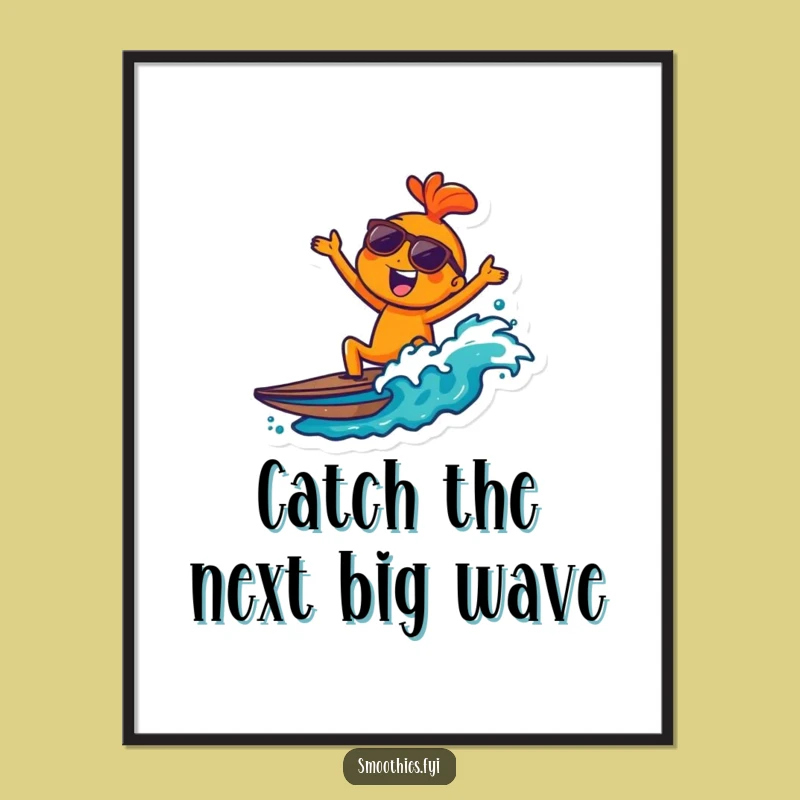Funny Free Printable Wall Art: Cool Orange Surfer Dude Downloadable Decor