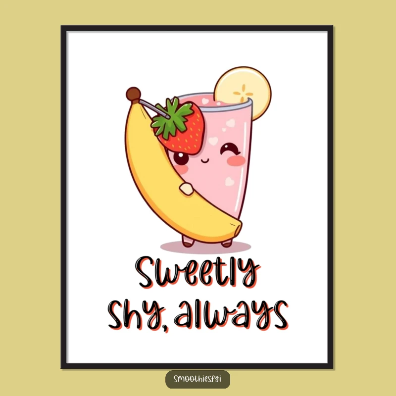 Funny Free Printable Wall Art: Shy Smoothie, Cute DIY Downloadable Decor