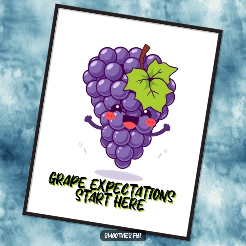 Funny Free Printable Wall Art: a joyful grape cluster bounces with motion swirls, bringing cheerful humor to your decor.