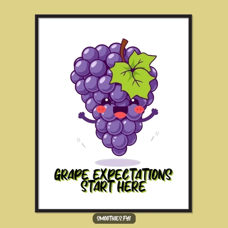 Free Printable Wall Art: Bouncing Grape Funny Downloadable Decor for a Cheerful Room