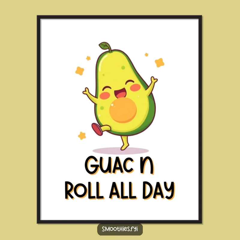 Free Printable Wall Art: High-Kicking Avocado, Energetic Downloadable Decor