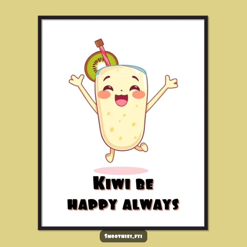 Free Printable Wall Art: Excited Kiwi Smoothie Energy Downloadable Art