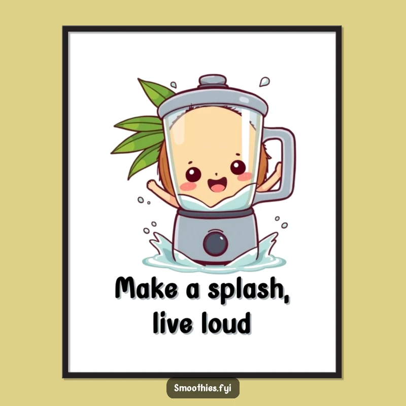 Funny Free Printable Wall Art: Coconut Blender Splash - Tropical Downloadable Art