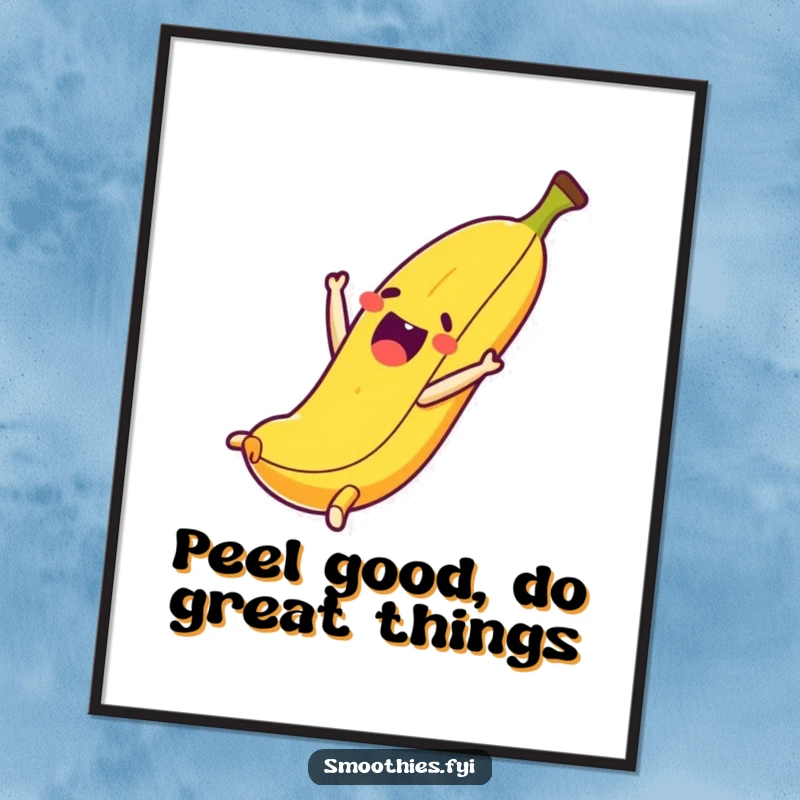 Funny Free Printable Wall Art: Thrilled banana captured mid-somersault, adding a playful and humorous touch