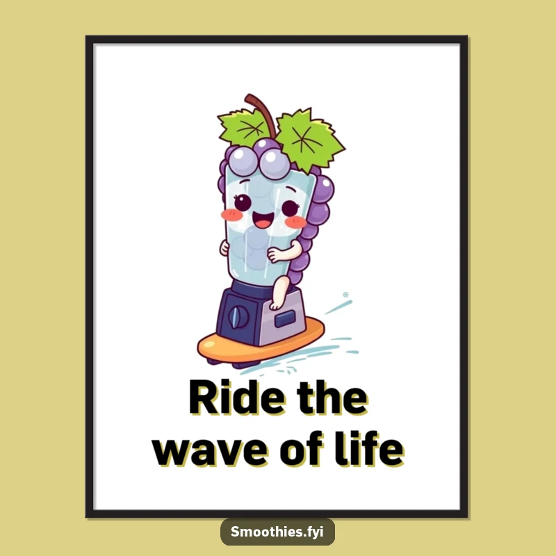 Funny Free Printable Wall Art: Grape Bunch Blender Surf - Quirky Downloadable Art