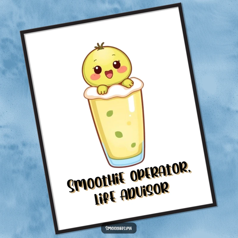 Funny Free Printable Wall Art: A playful kiwi character hilariously rides a frothy smoothie.