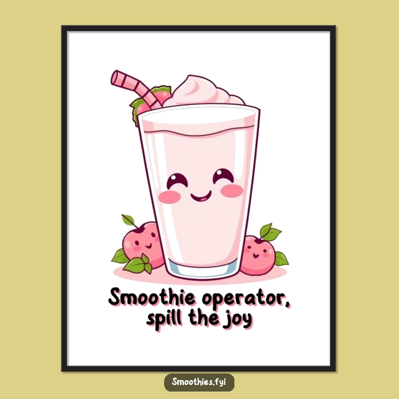 Funny Free Printable Kawaii Smoothie Art Downloadable Wall Decor