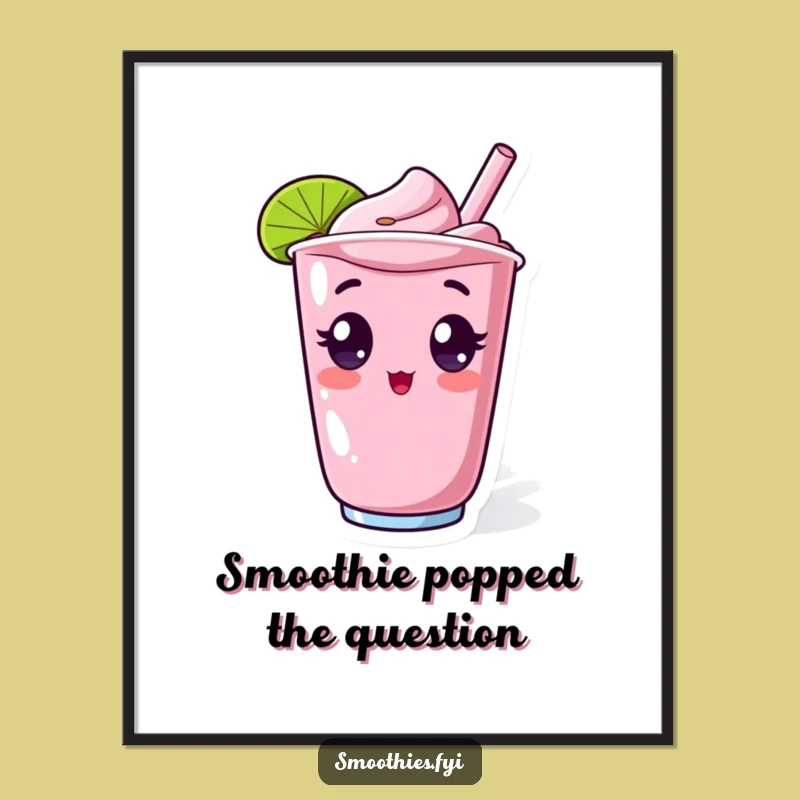 Funny Free Printable Wall Art: Surprised Kawaii Smoothie Hilarious Downloadable Home Decor