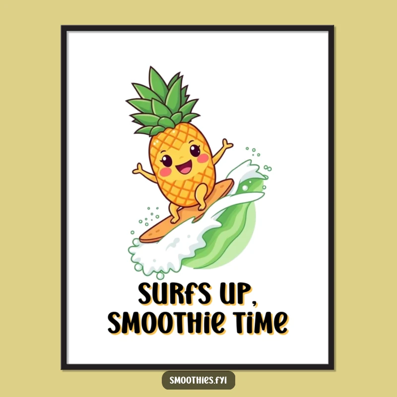 Free Printable Pineapple Smoothie Wall Art - Funny Downloadable Decor