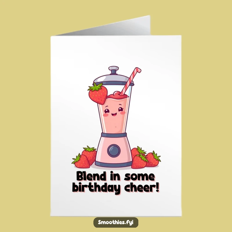 Free Printable Birthday Card: Funny Strawberry Smoothie Blender Blast - Downloadable Gift