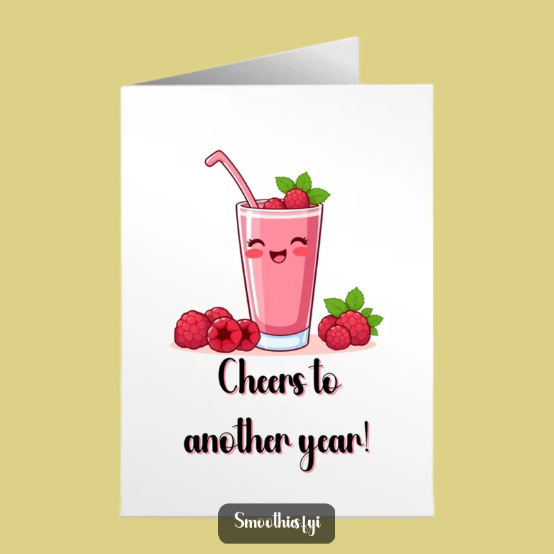 Free Printable Birthday Card: Raspberry Smoothie Cheers for a Satisfied, Funny Downloadable Gift