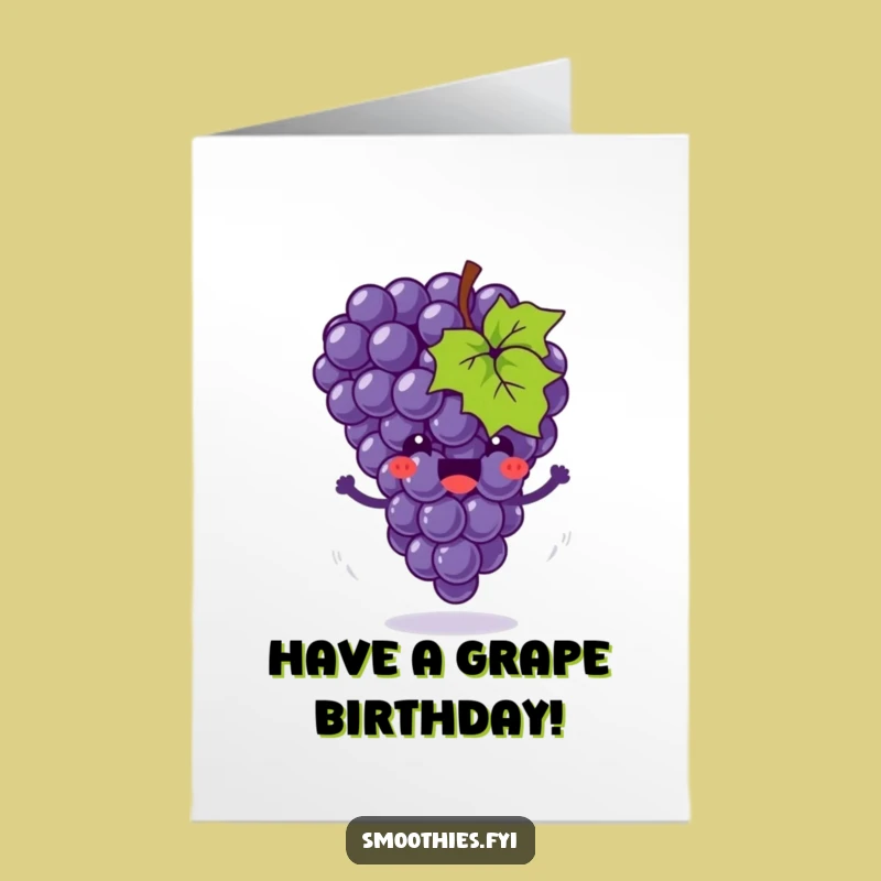 Free Printable Birthday Card: Bouncing Grape Funny Downloadable Gift for Party Lovers