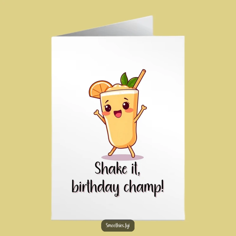 Free Printable Birthday Card: Funny Grapefruit Smoothie Shimmy for a Joyful Downloadable Gift