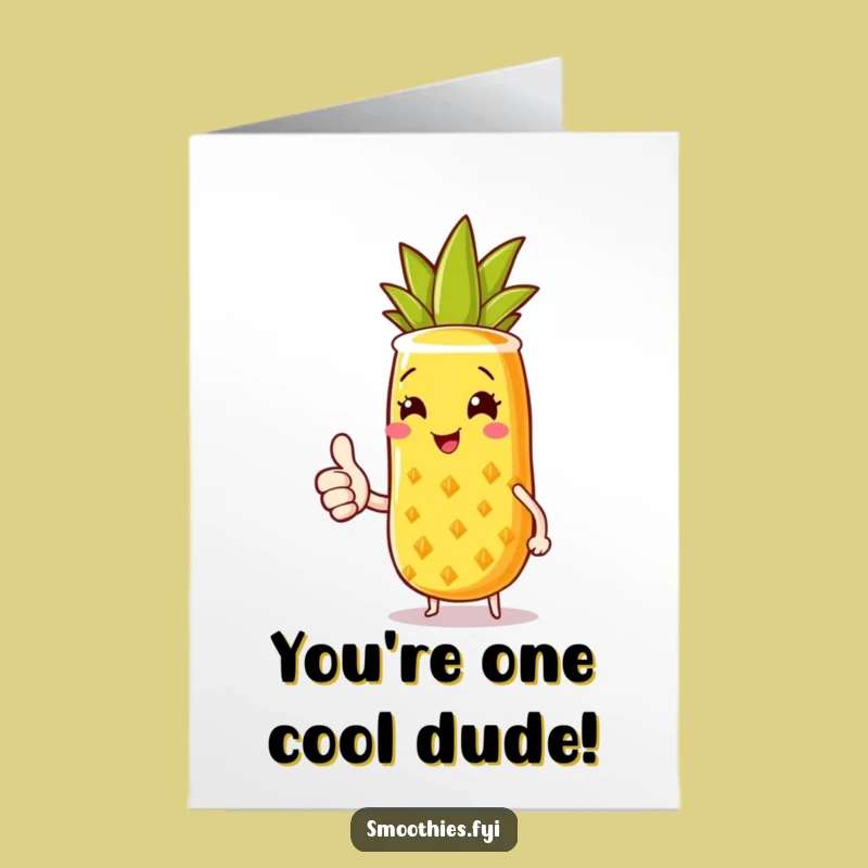 Free Printable Birthday Card: Joyful Pineapple Smoothie Thumbs Up Humor Download