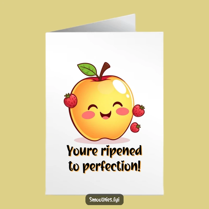 Free Printable Birthday Card: Juggling Apple Funny Downloadable Gift for Him or Her