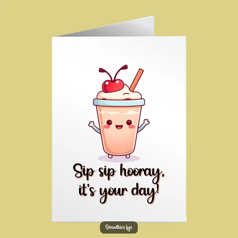 Free Printable Birthday Card: Kawaii Smoothie Cherry Bounce Funny Gift