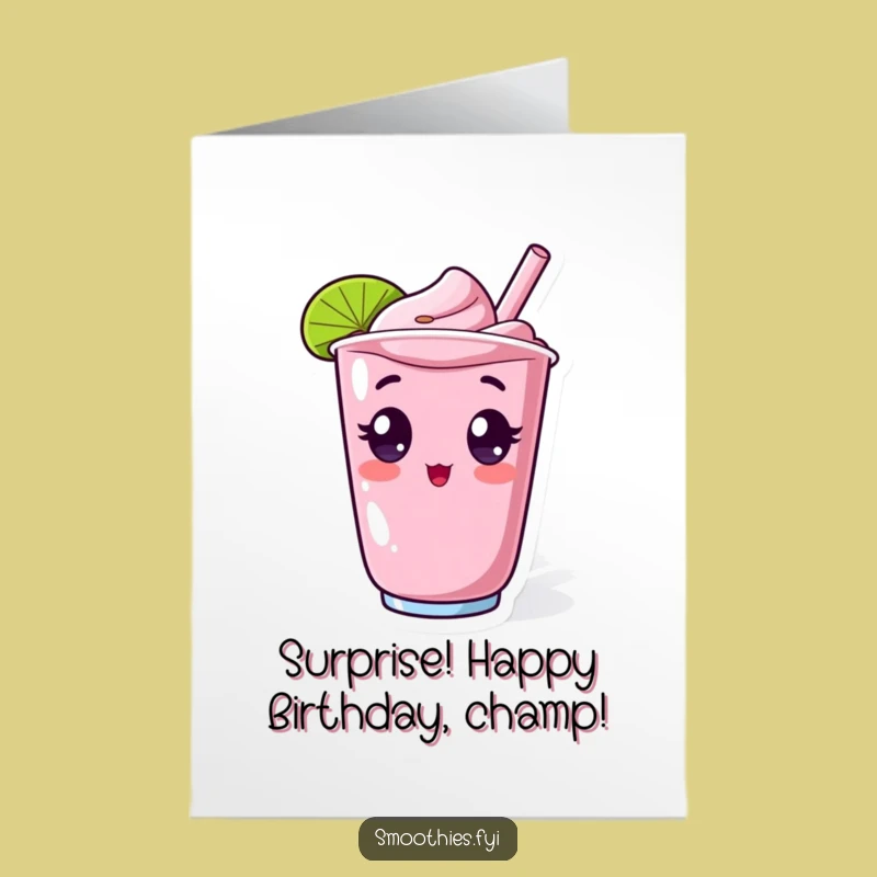Free Printable Birthday Card: Surprise Kawaii Smoothie Funny Downloadable Gift