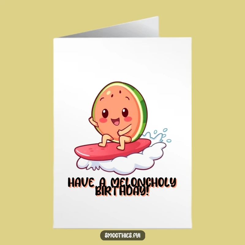 Free Printable Birthday Card: Watermelon Surfer Funny Downloadable Gift for Summer Birthdays