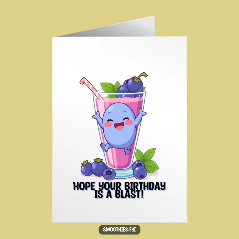 Free Printable Blueberry Birthday Card - Fun Downloadable Gift for a Smoothie Lover