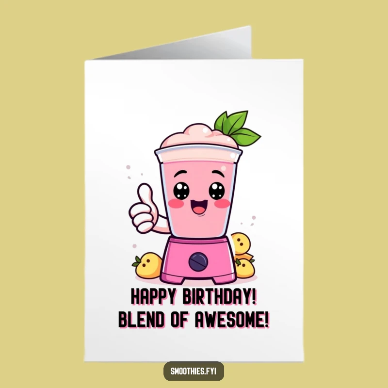 Free Printable Kawaii Smoothie Birthday Card: Blender Approval Funny Gift