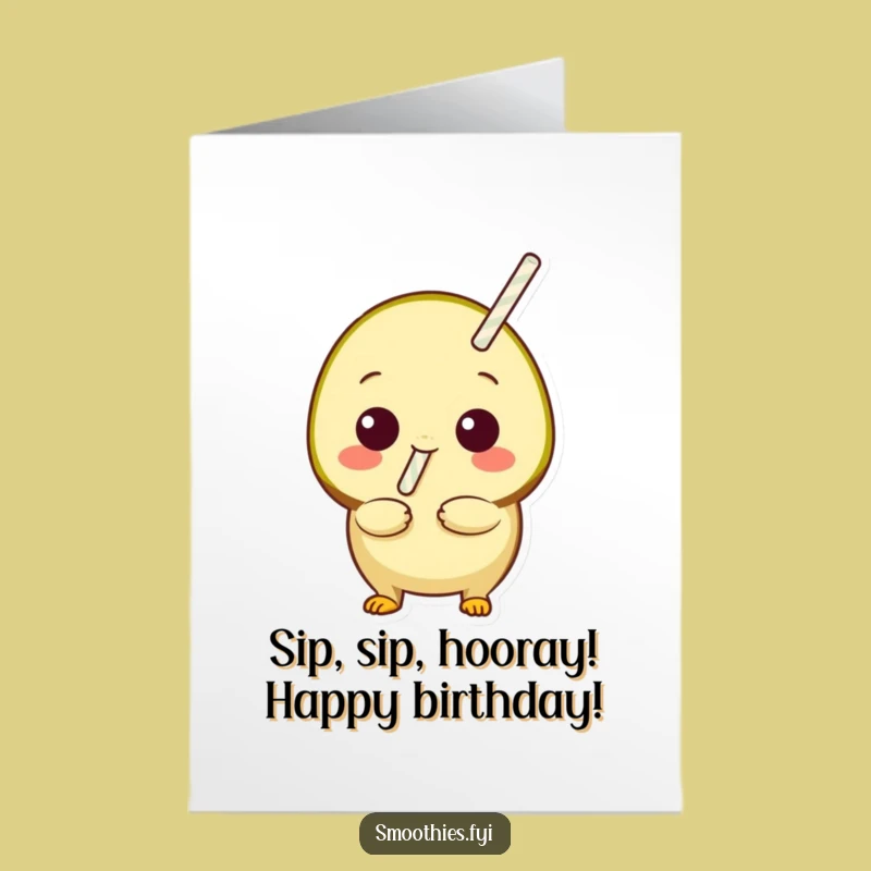 Free Printable Kiwi Birthday Card: Funny Sip Design, Downloadable Gift