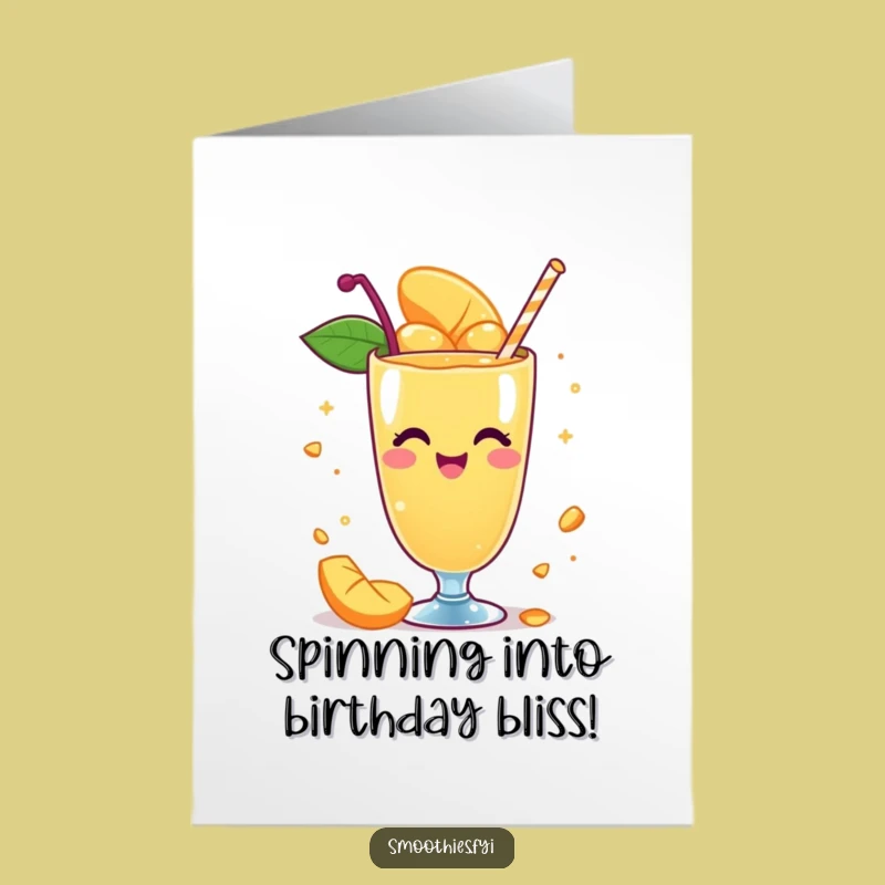 Free Printable Birthday Card: Whimsical Mango Smoothie Delight Humor Download