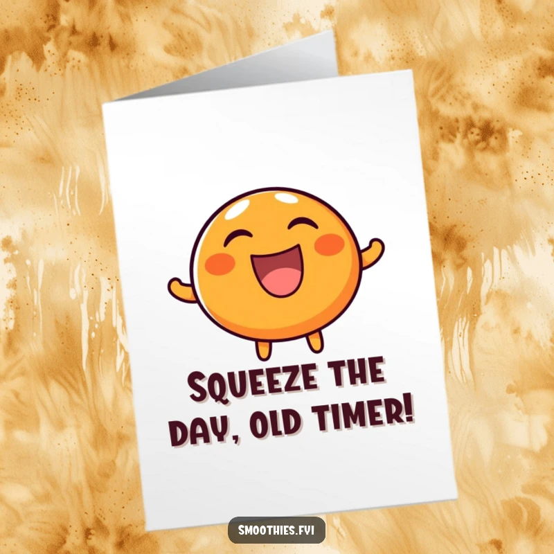 Funny Free Printable Birthday Card: A round, happy orange character laughs boisterously, bringing infectious birthday joy.