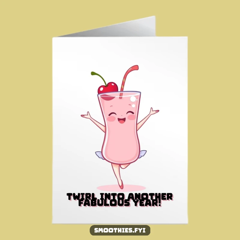 Free Printable Cherry Smoothie Ballet Birthday Card: Funny Downloadable Dancer Gift