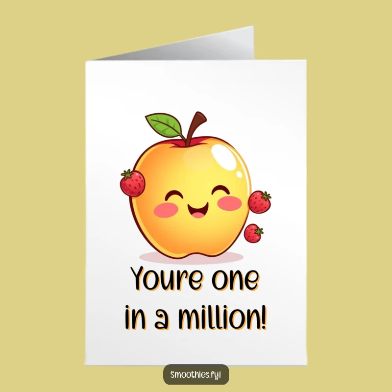 Free Printable Congrats Card: Juggling Apple Hilarious Downloadble Gift for Any Occasion