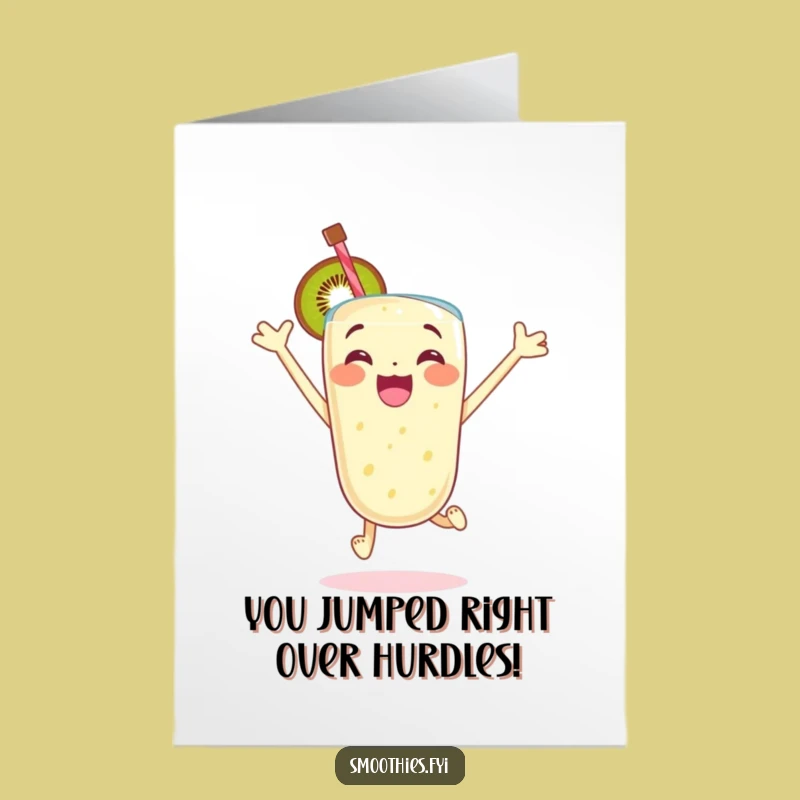 Free Printable Congrats Card: Kiwi Smoothie Excitement Humor Download