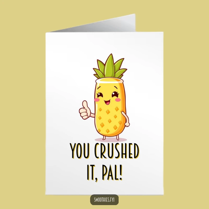 Free Printable Congrats Card: Pineapple Smoothie Thumbs Up Success Humor Download
